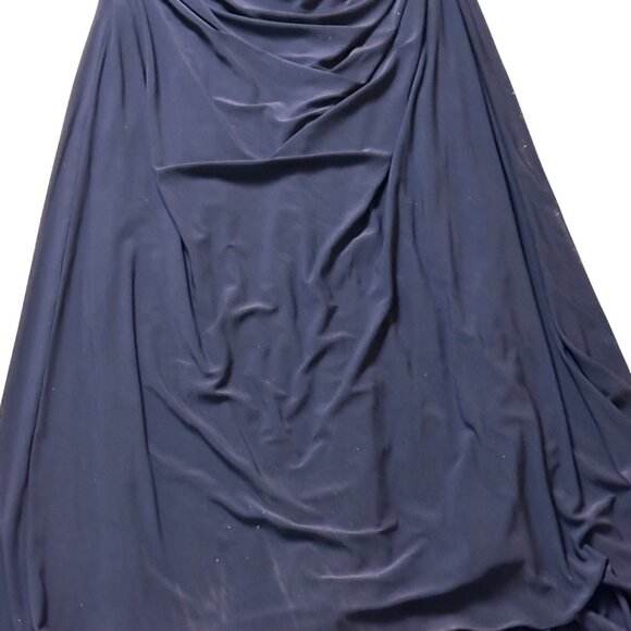 Adrianna Papell Size 20W Midnight Blue Jersey Sleeveless Gown With Draped Detail - Picture 9 of 16